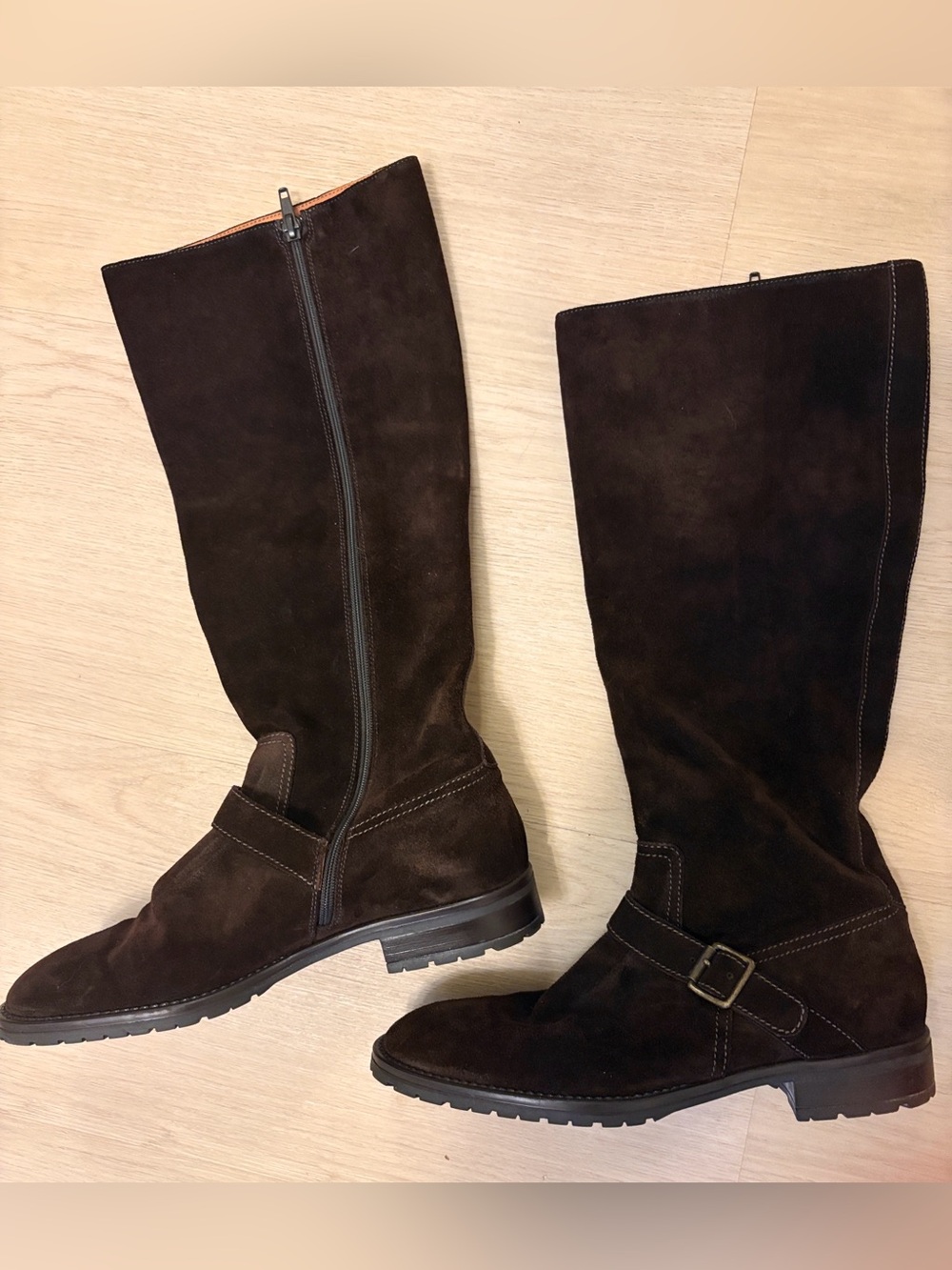 J.Crew Made in Italy Leather Riding Boots Brown Buckle Size 8